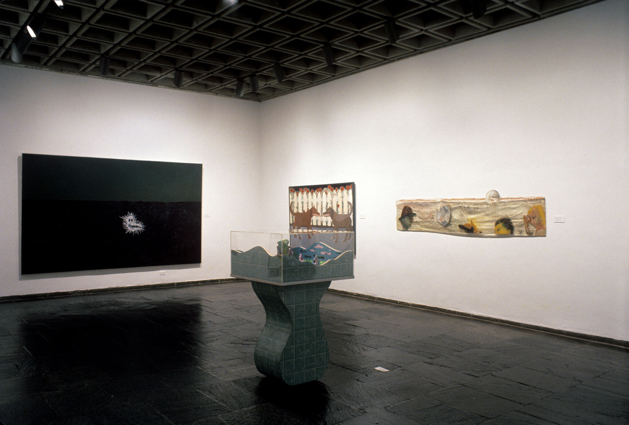 Works of art in a gallery.