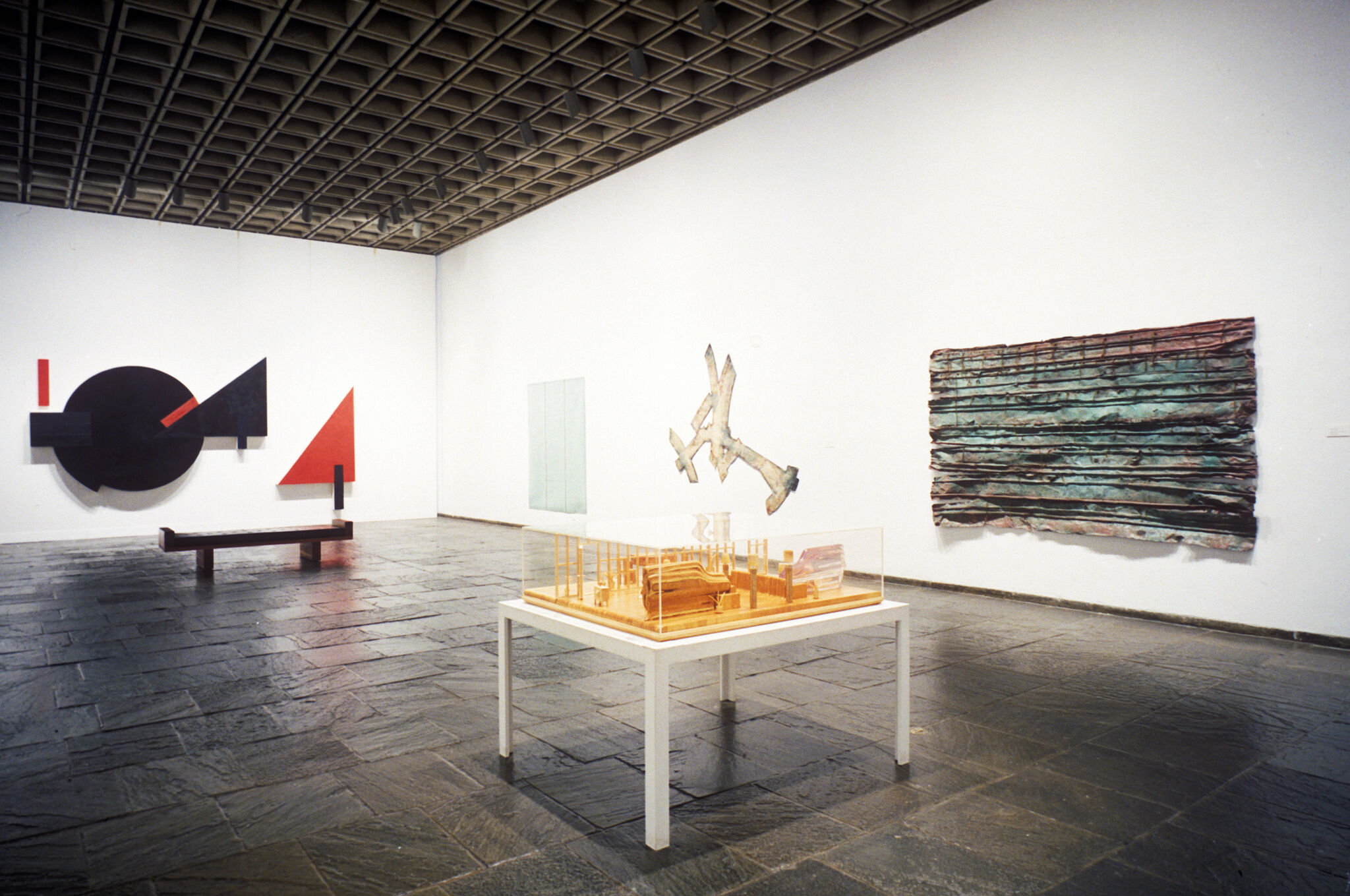 Works of art in a gallery.