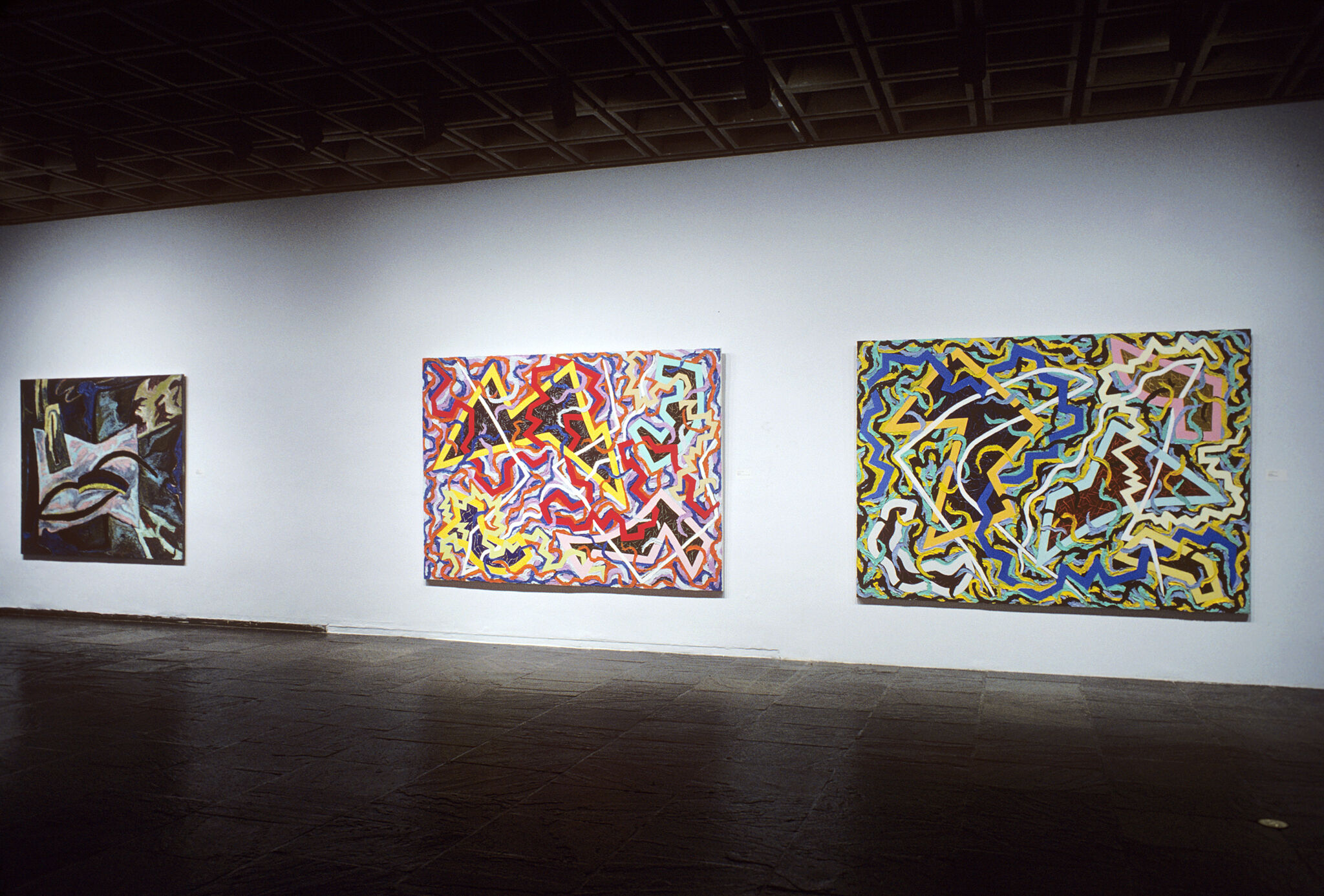 Works of art in a gallery.