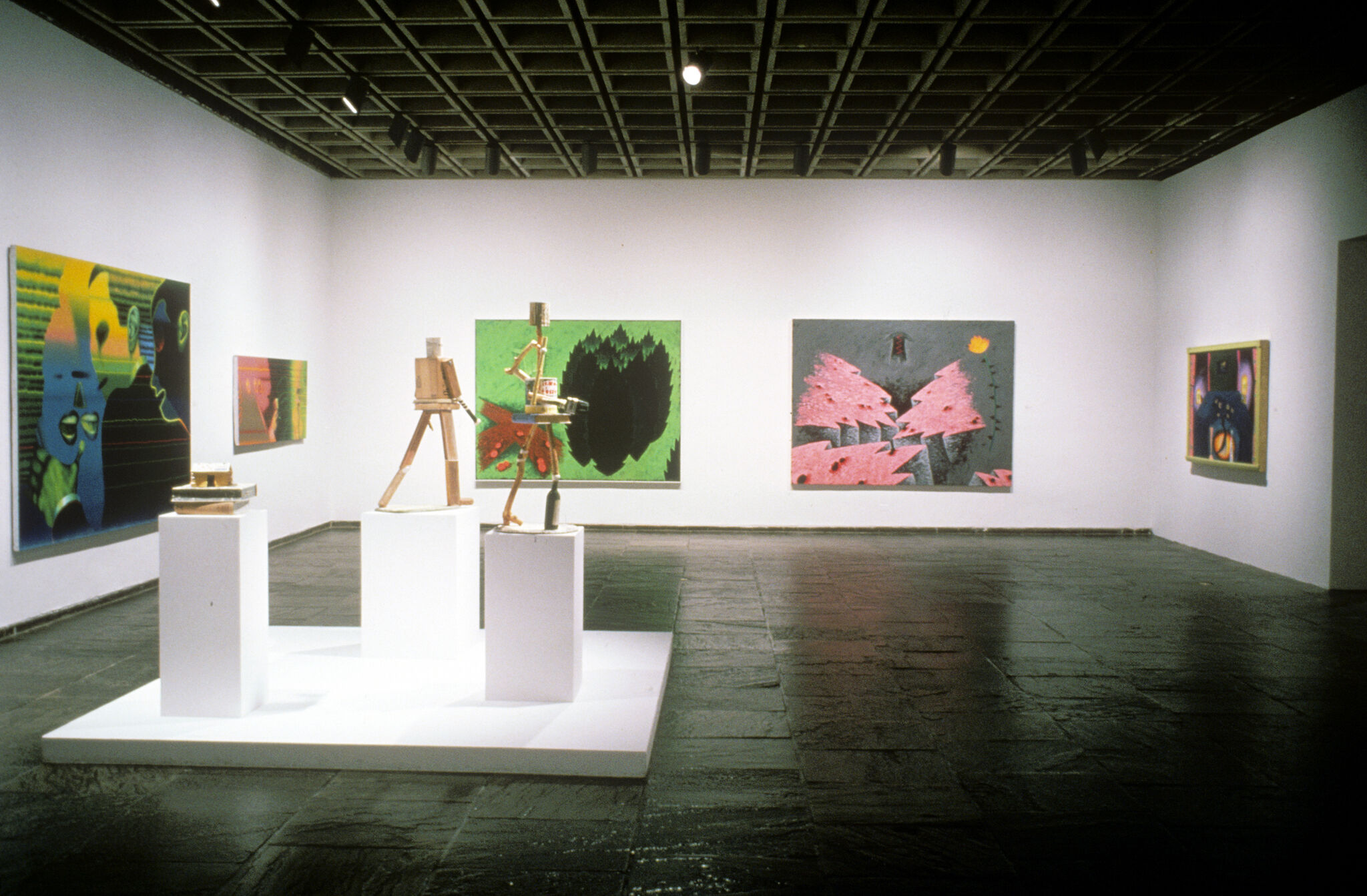 Works of art in a gallery.