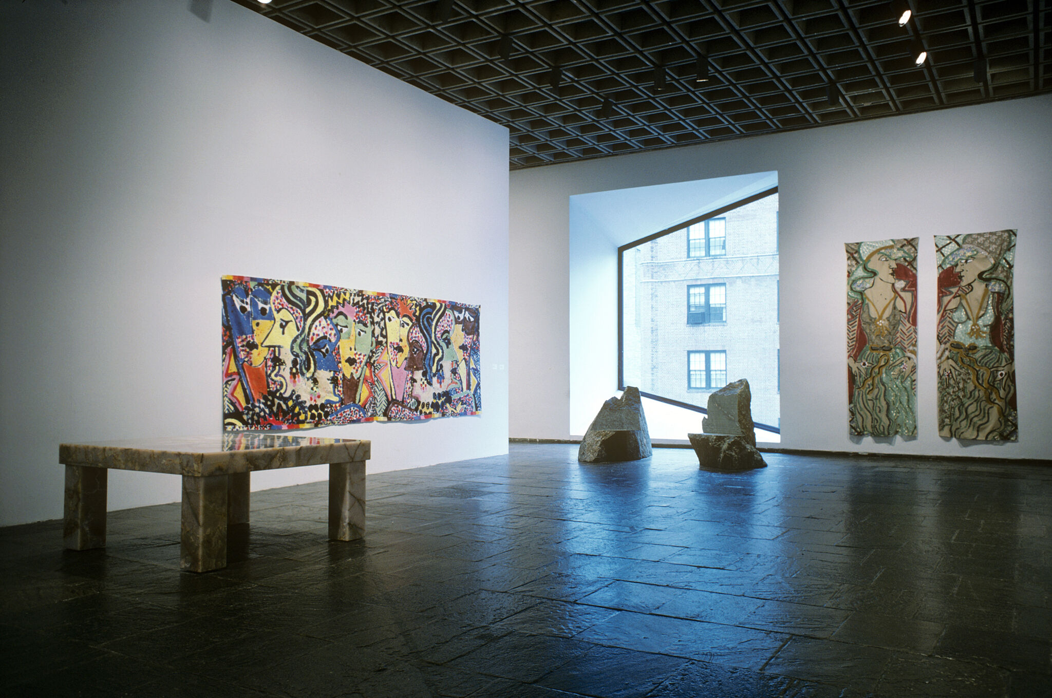 Works of art in a gallery.