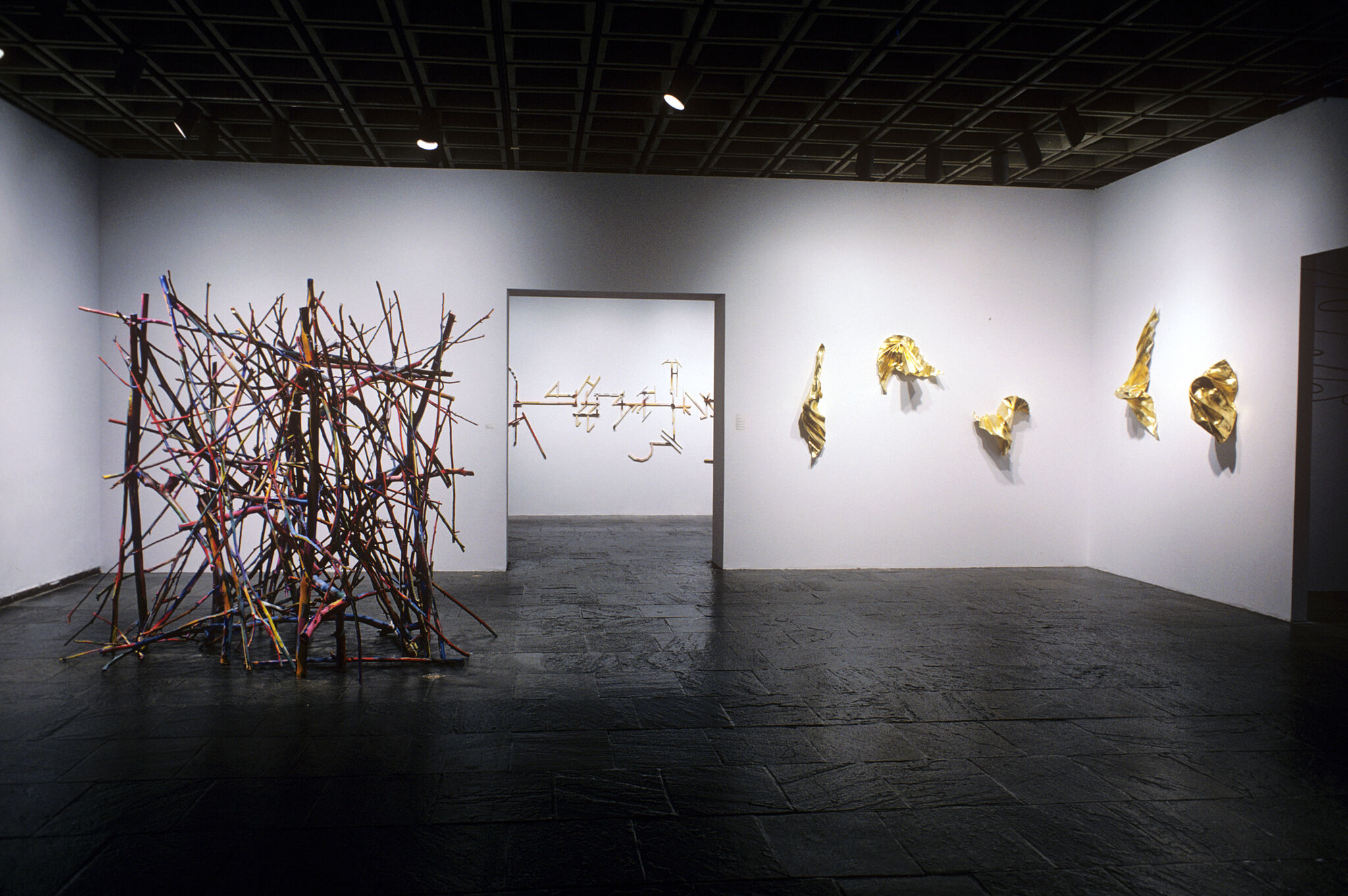 Works of art in a gallery.