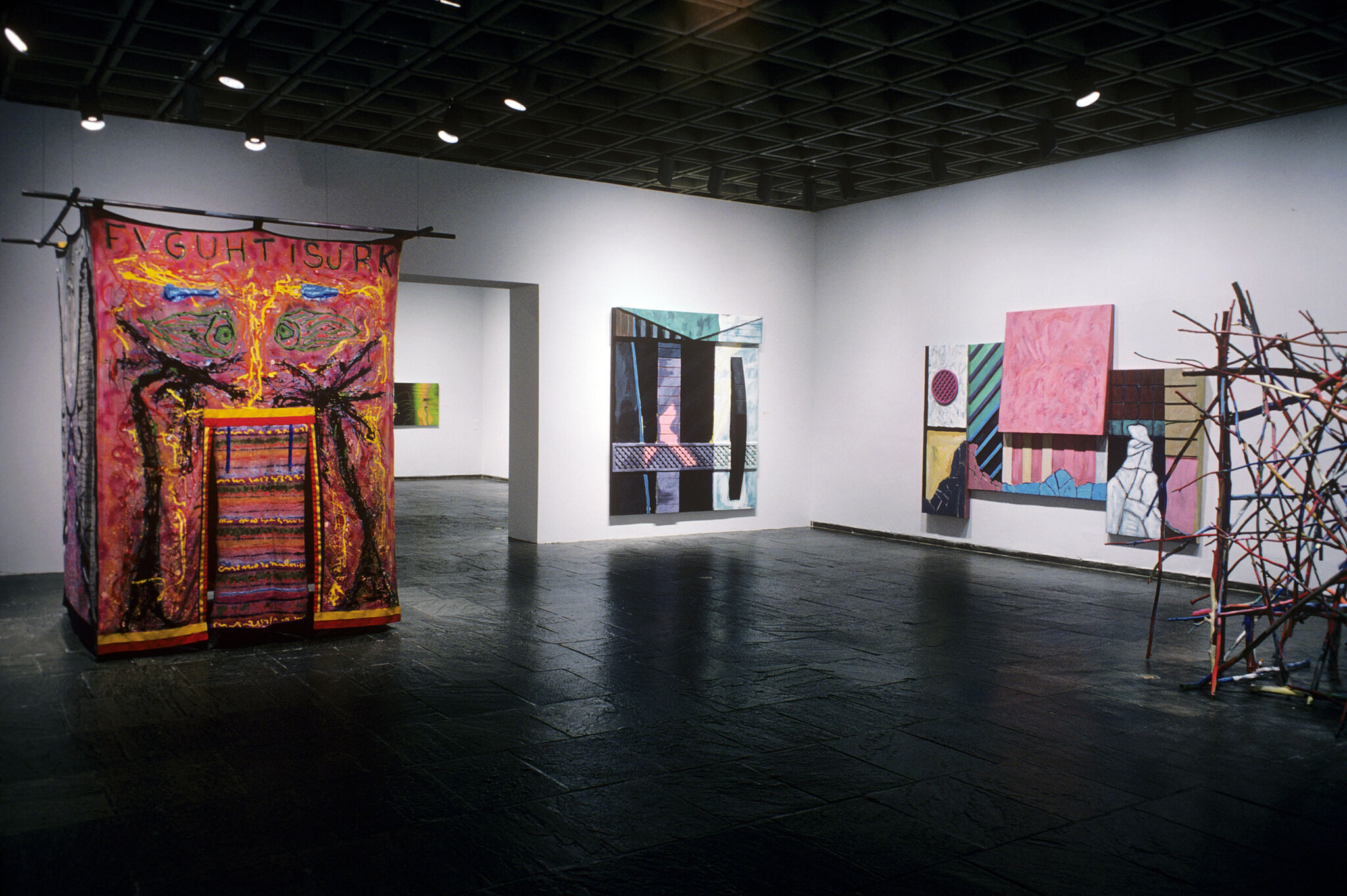 Works of art in a gallery.