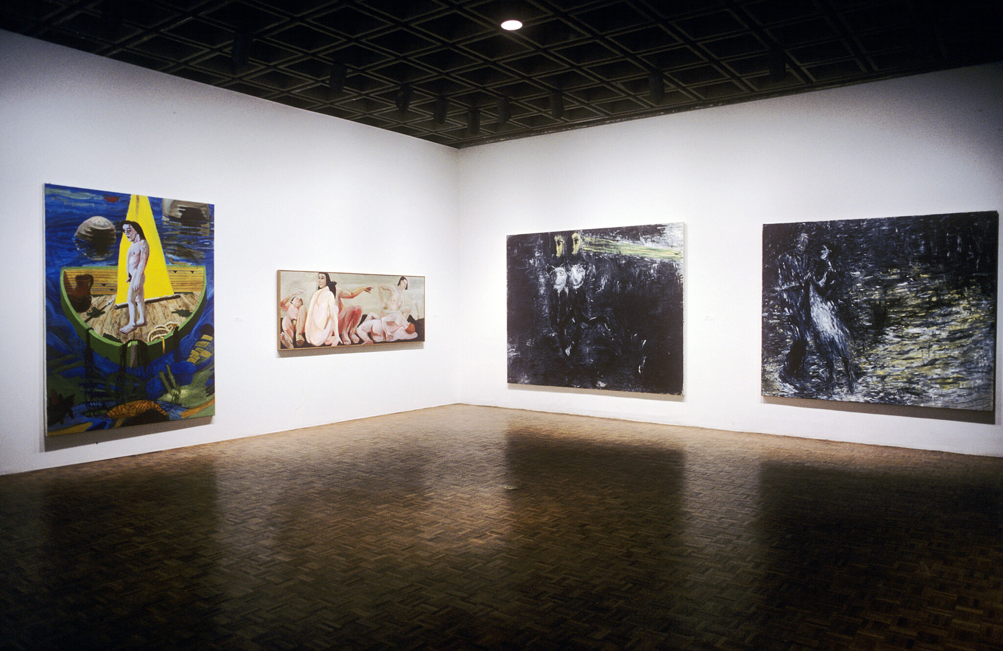 Works of art in a gallery.