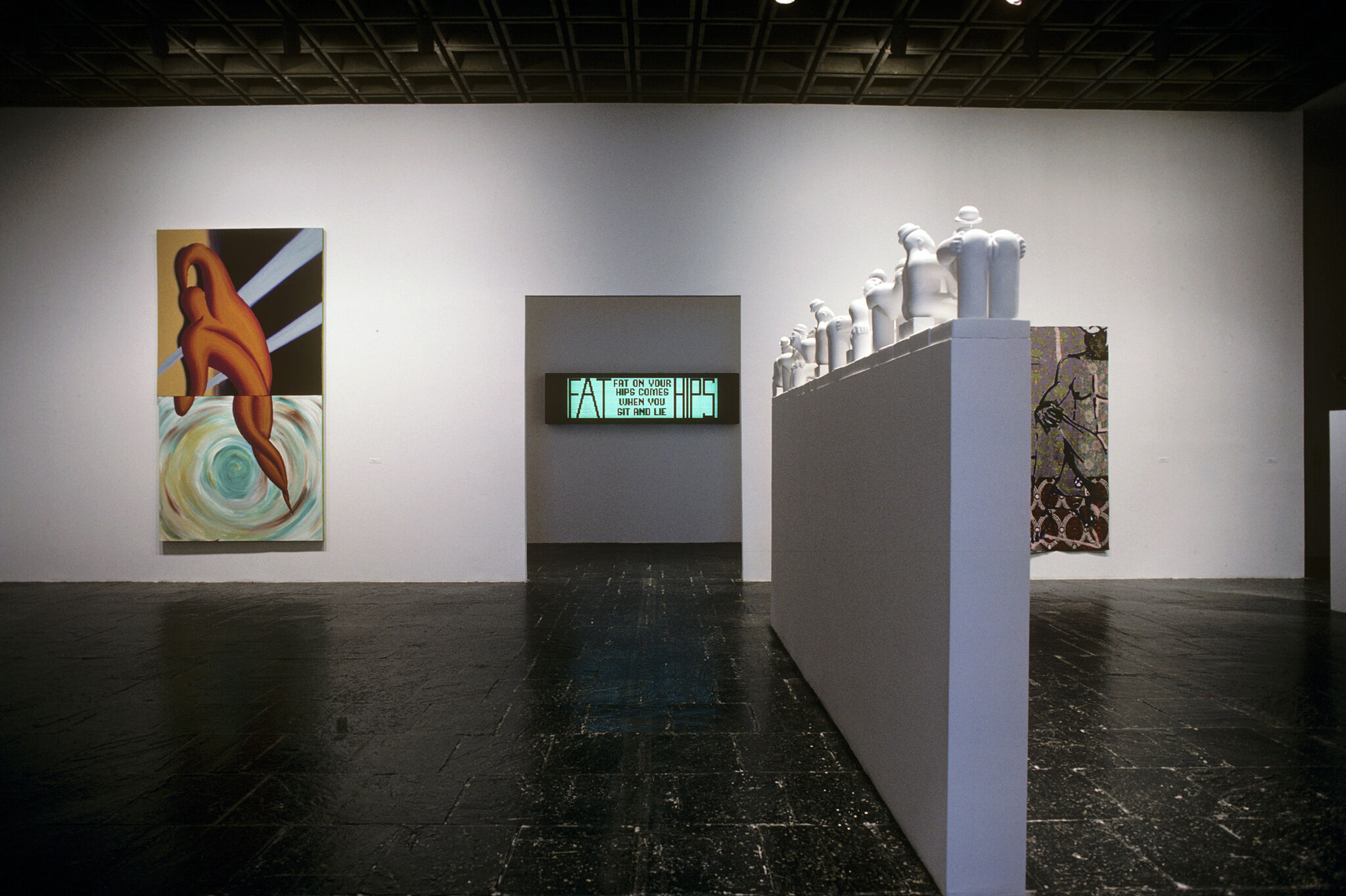 Works of art in a gallery.