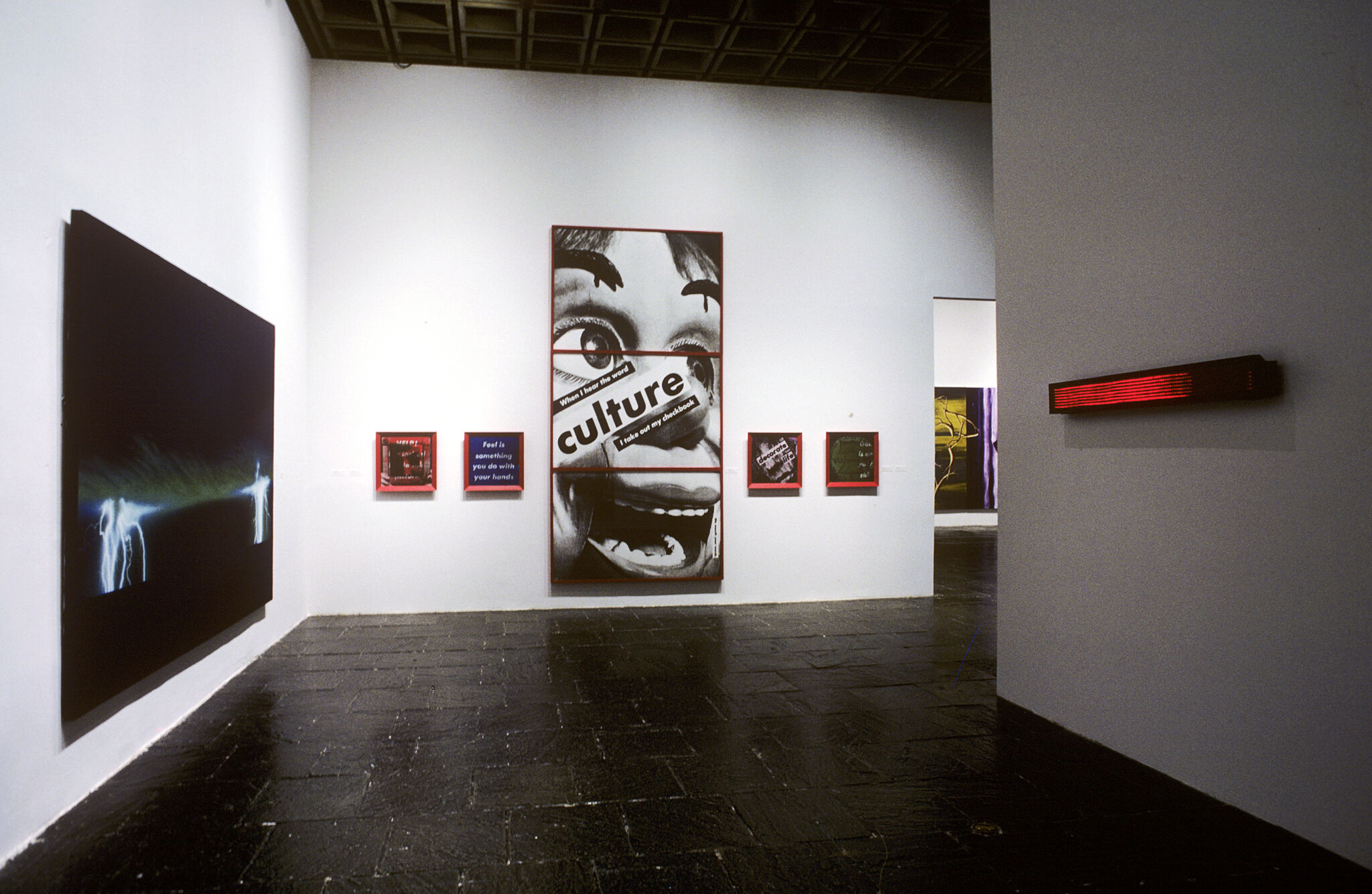 Works of art in a gallery.