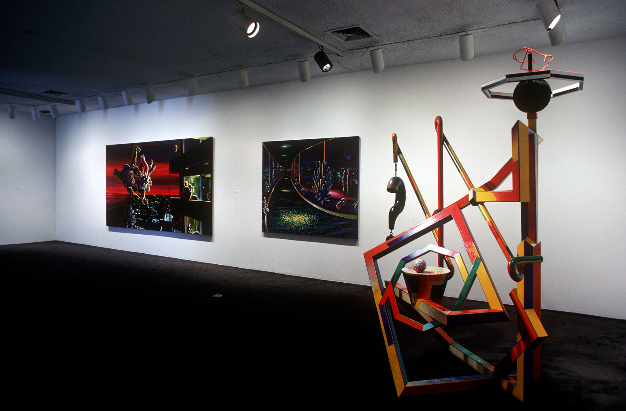 Works of art in a gallery.