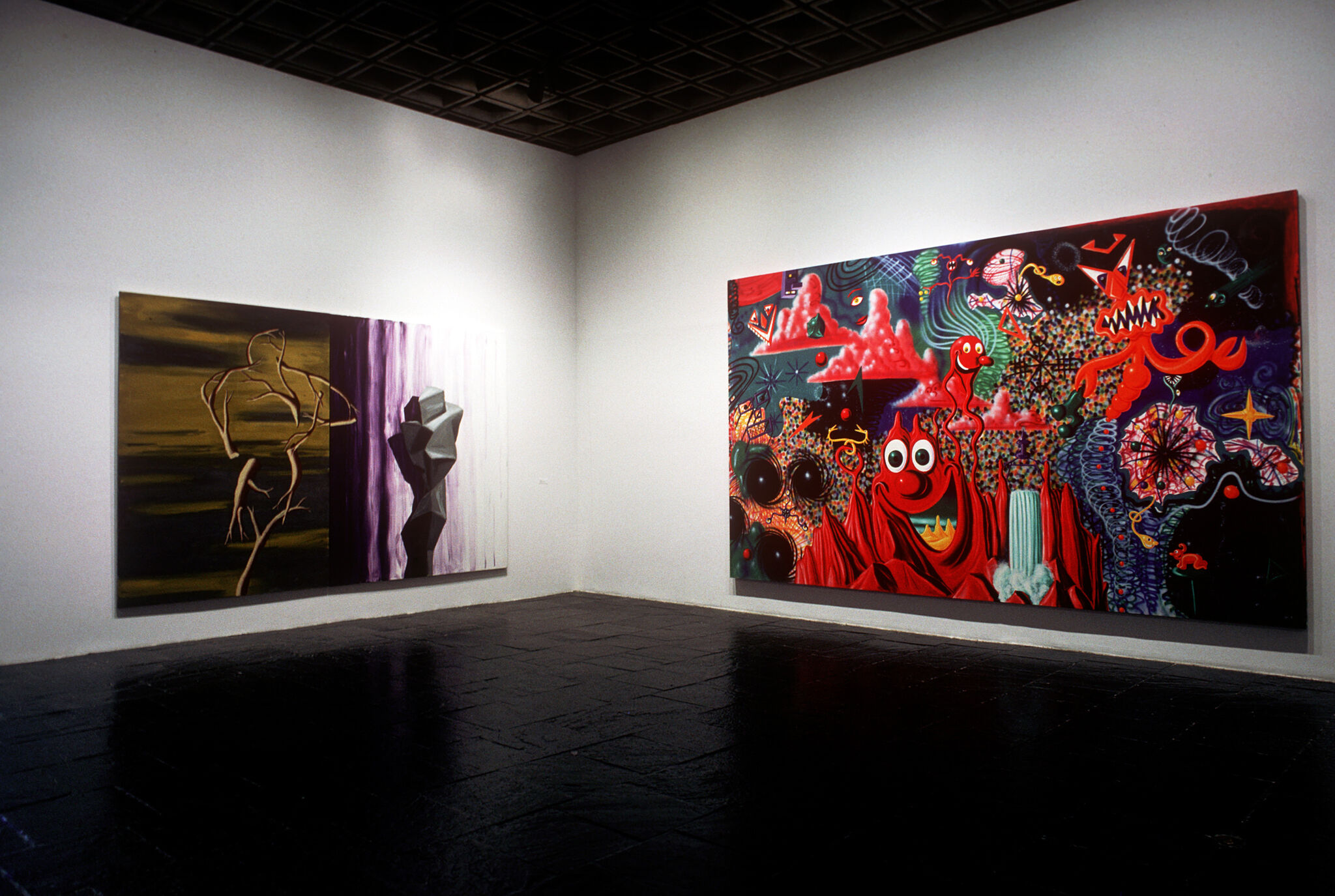 Works of art in a gallery.