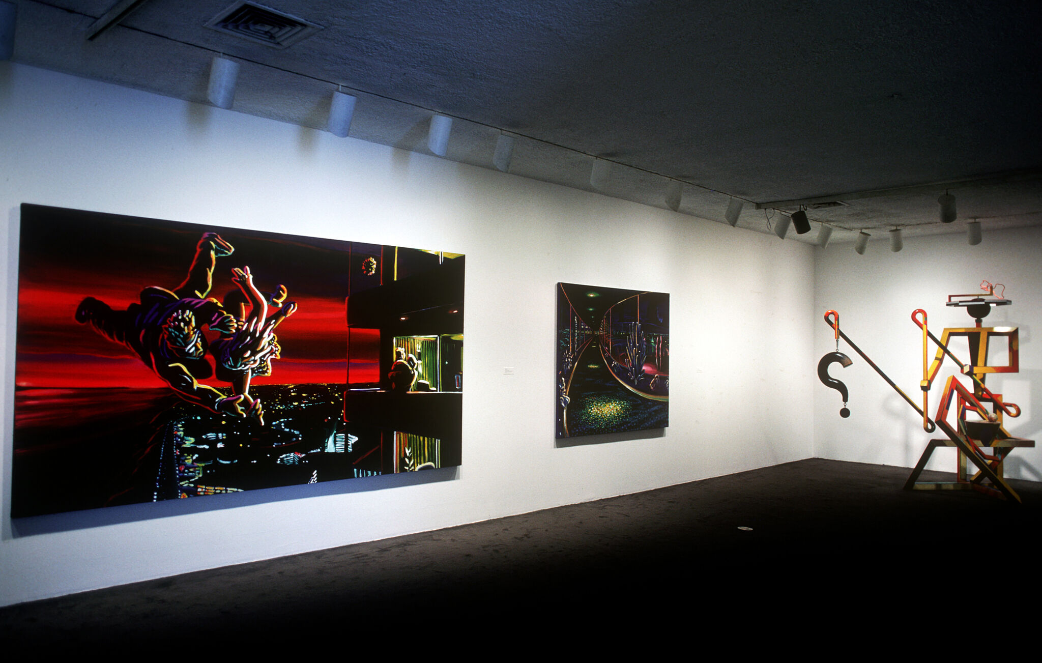 Works of art in a gallery.