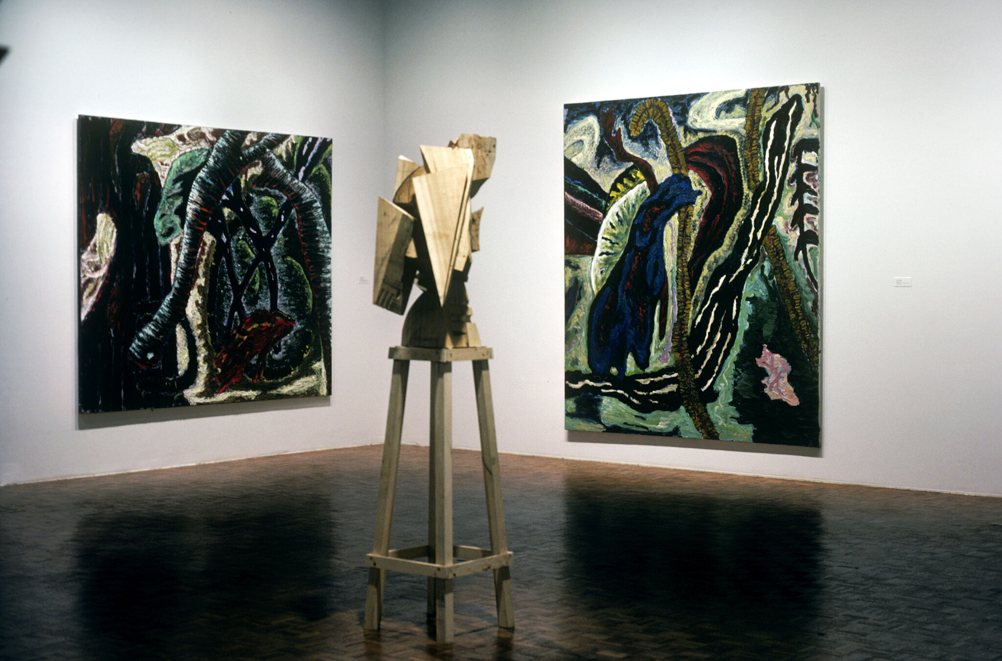 Works of art in a gallery.