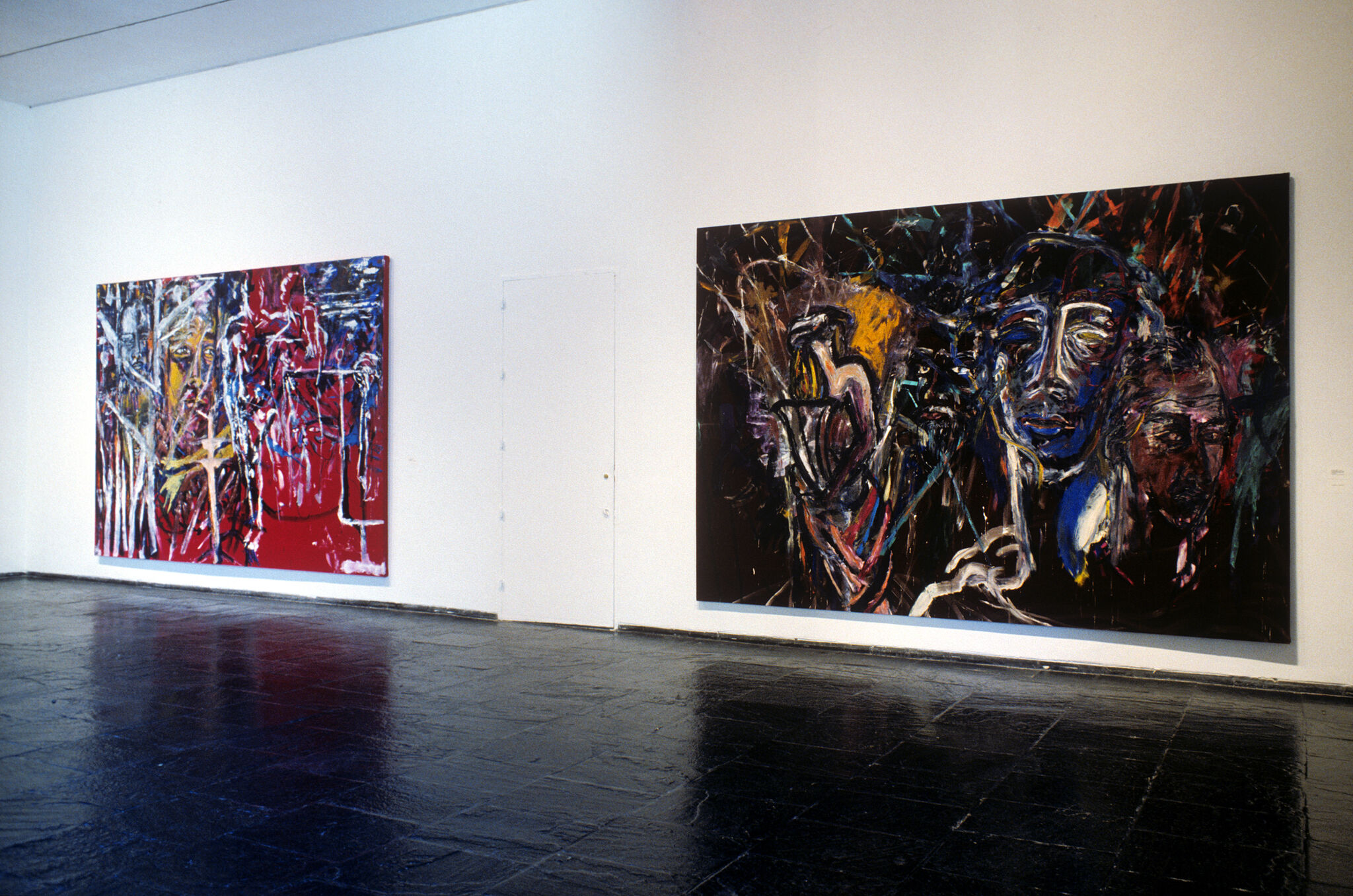 Works of art in a gallery.