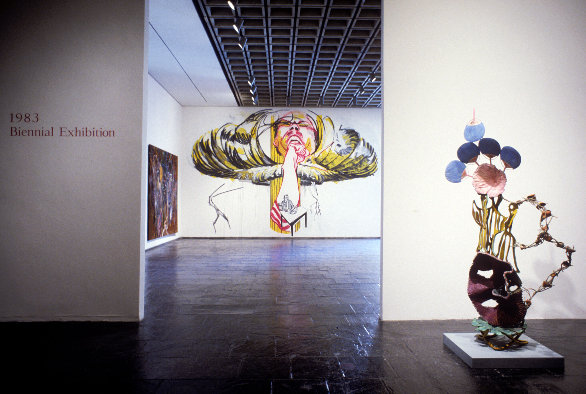 Works of art in a gallery.