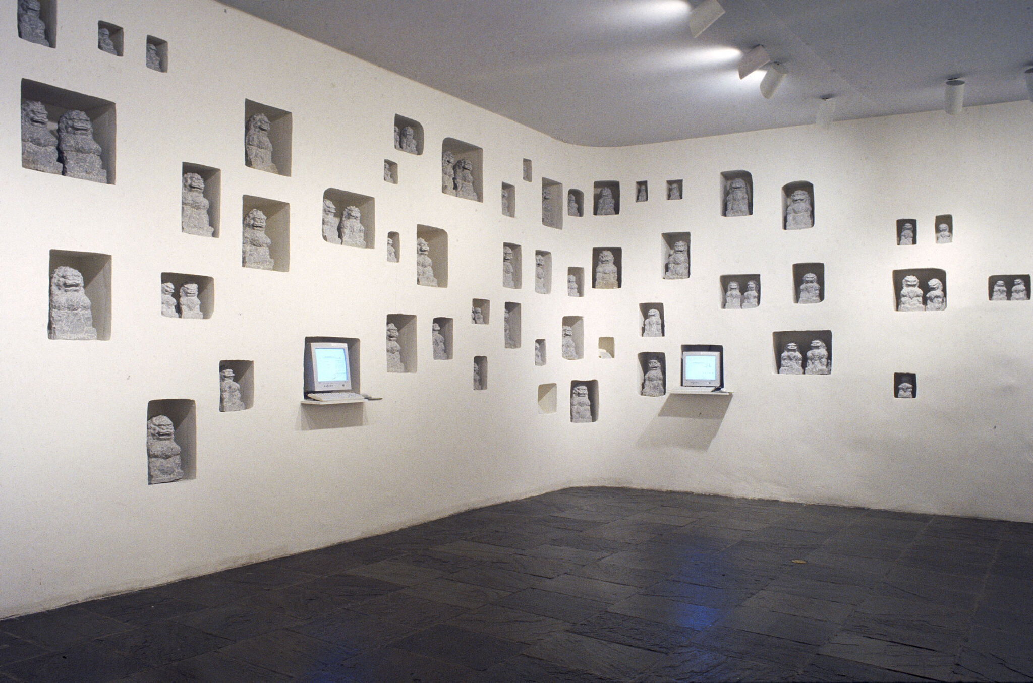 Works of art in a gallery.