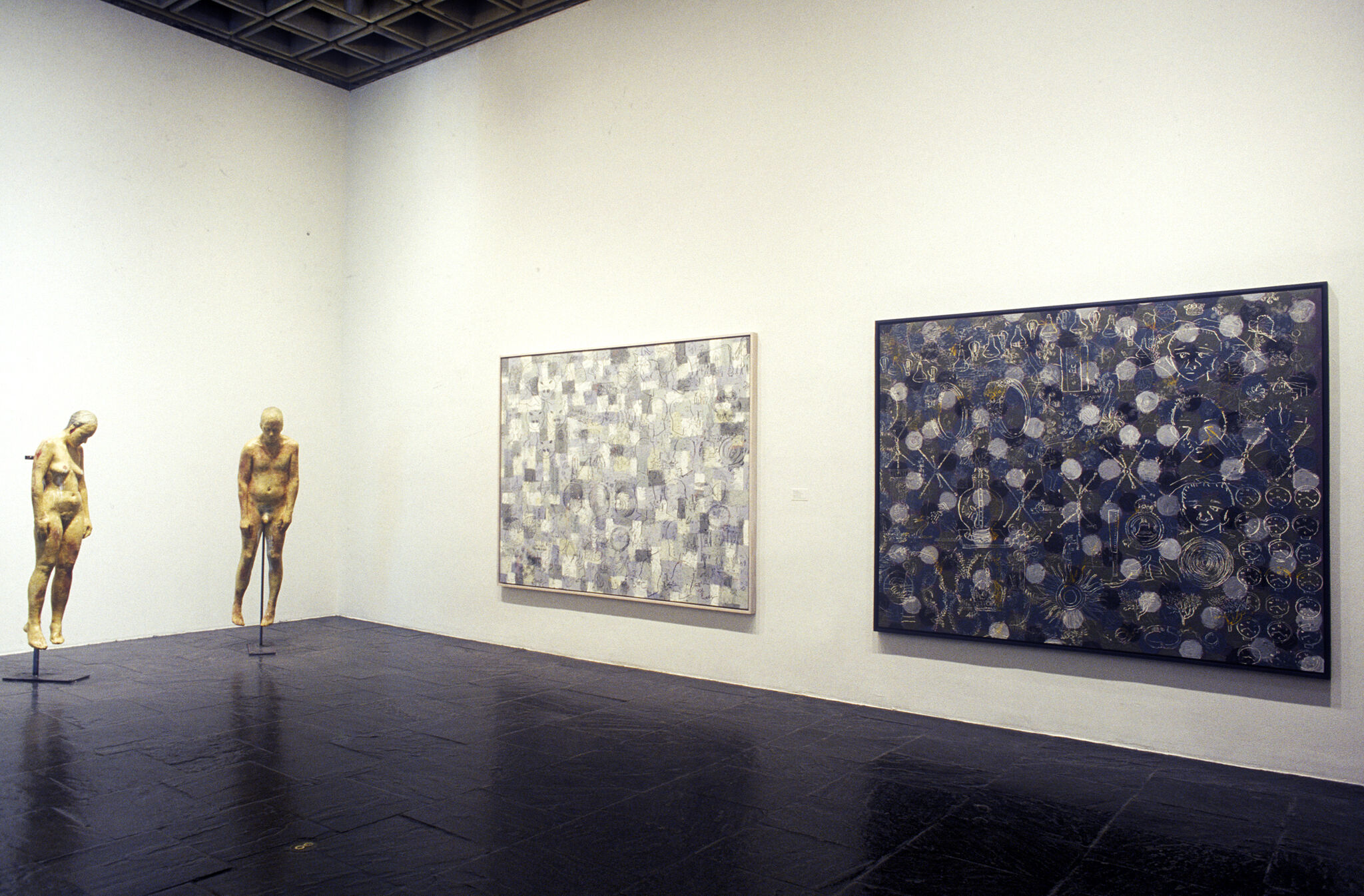 Works of art in a gallery.