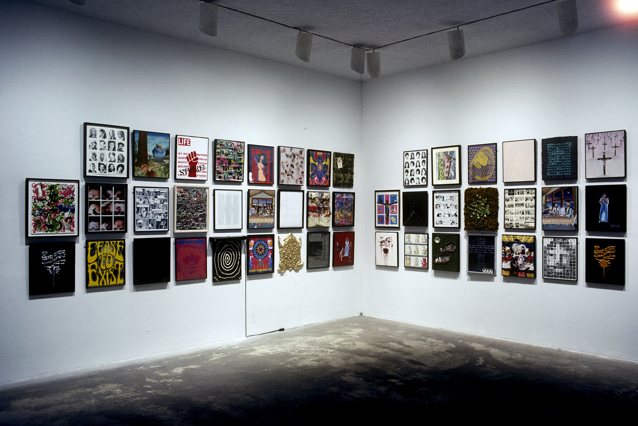 Works of art in a gallery.