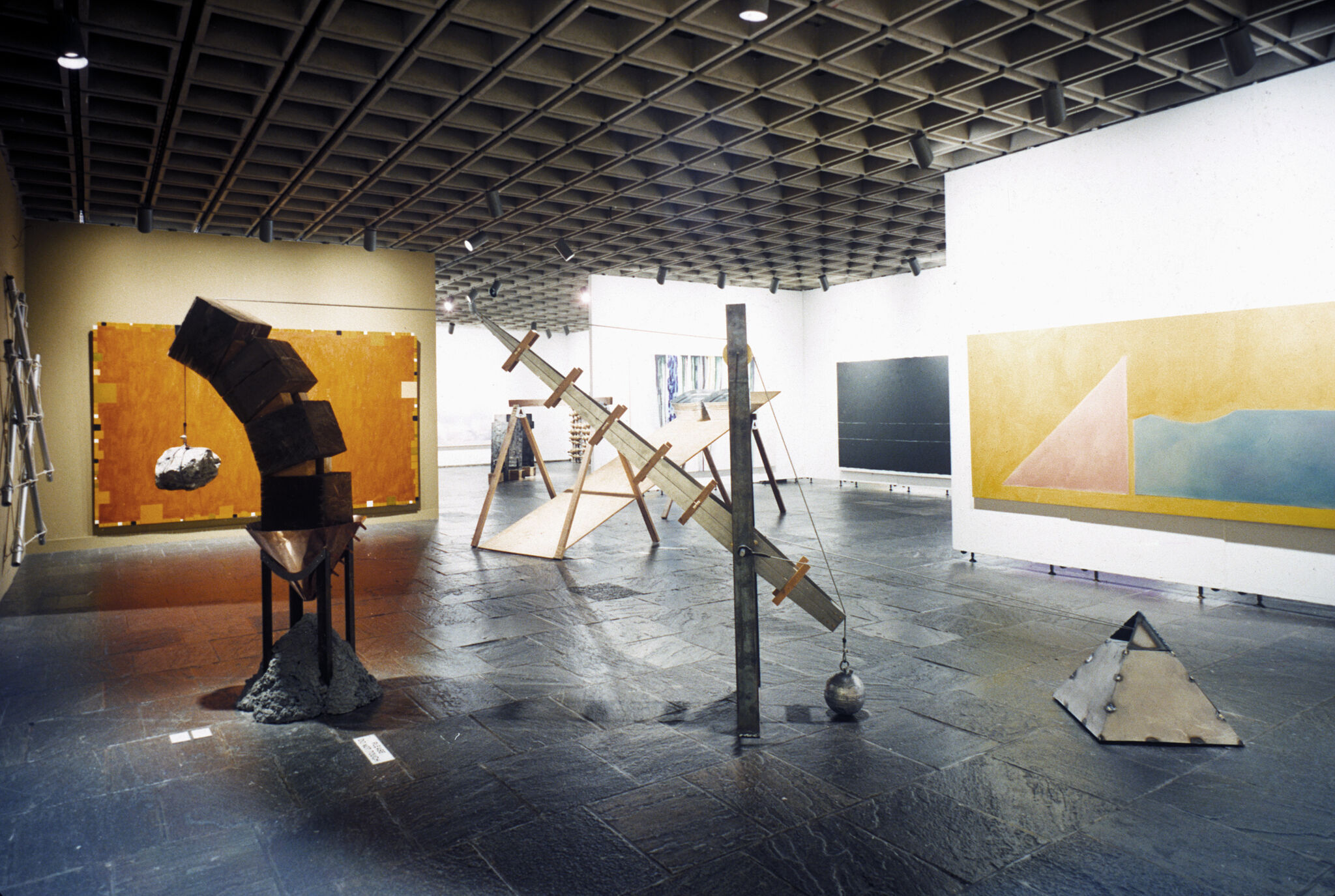 Works of art in a gallery.