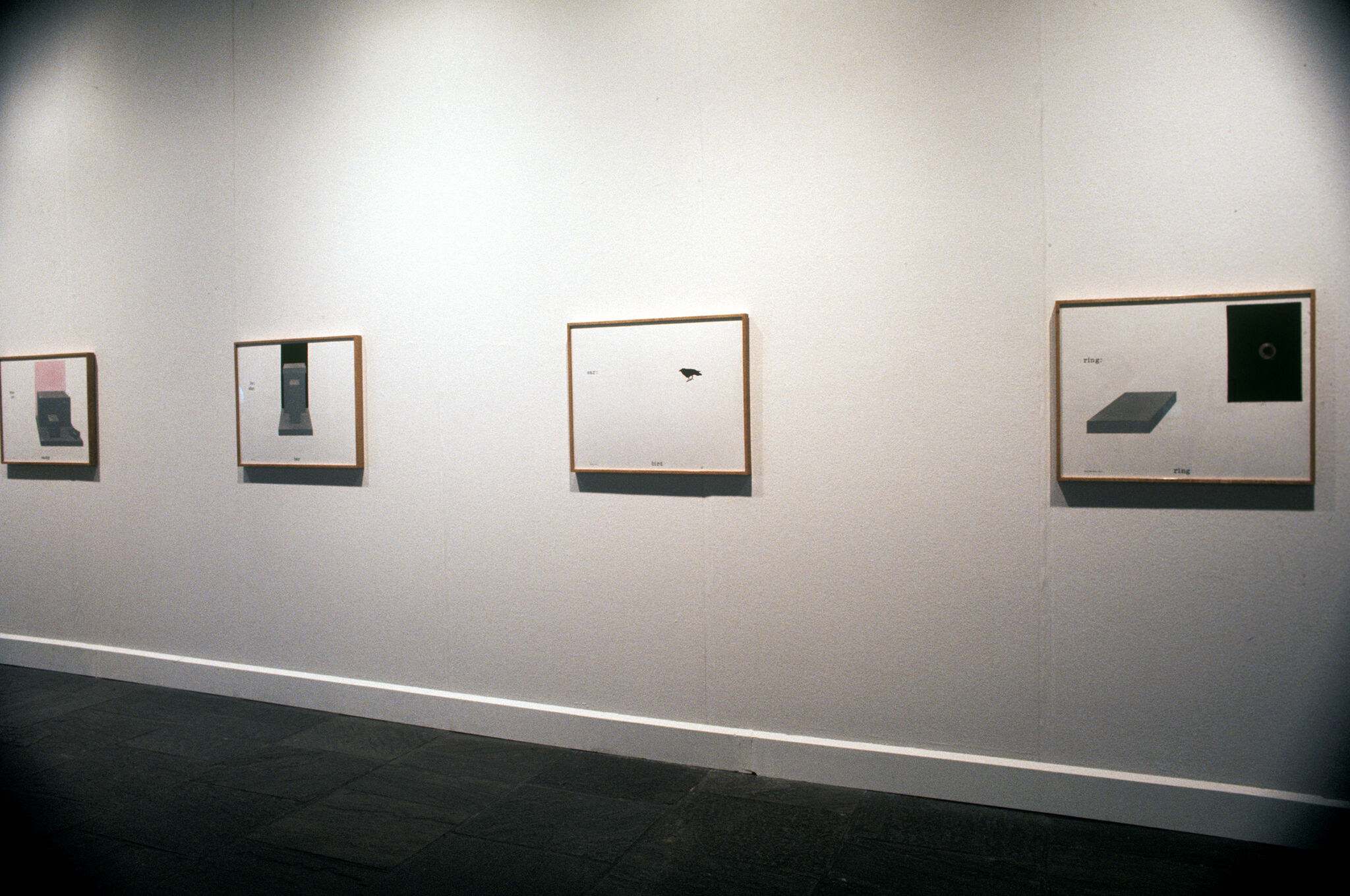 Works of art in a gallery.