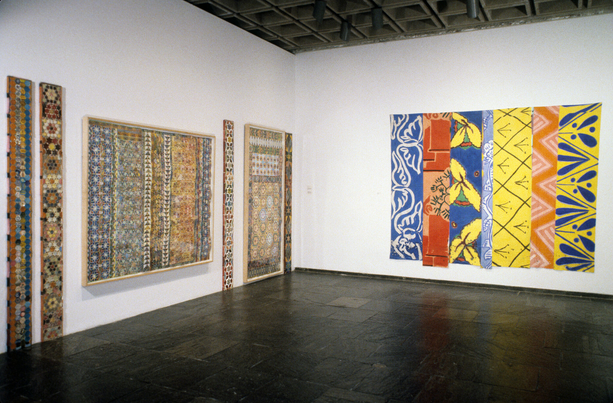 Works of art in a gallery.