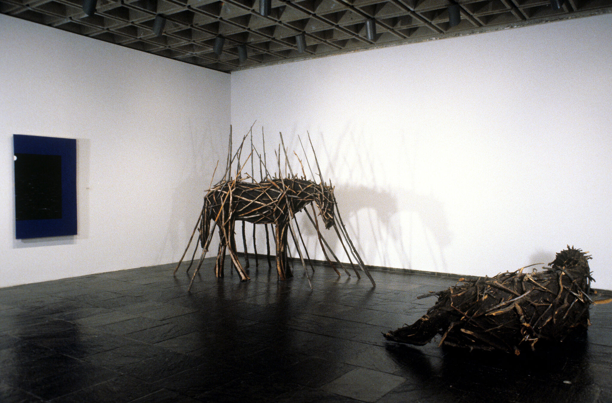 Works of art in a gallery.