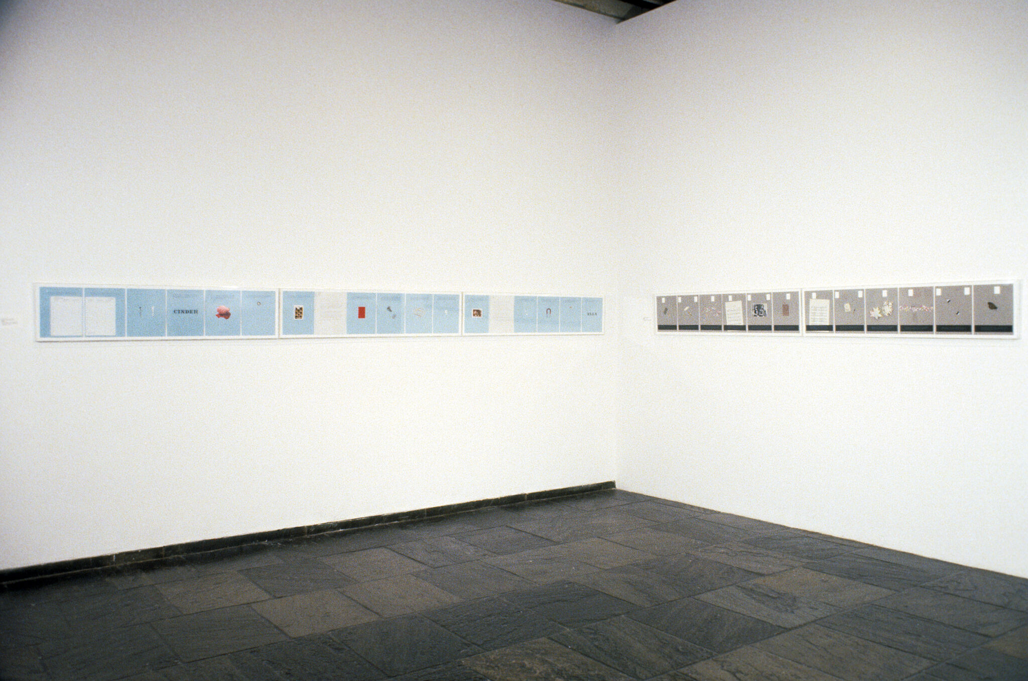 Works of art in a gallery.