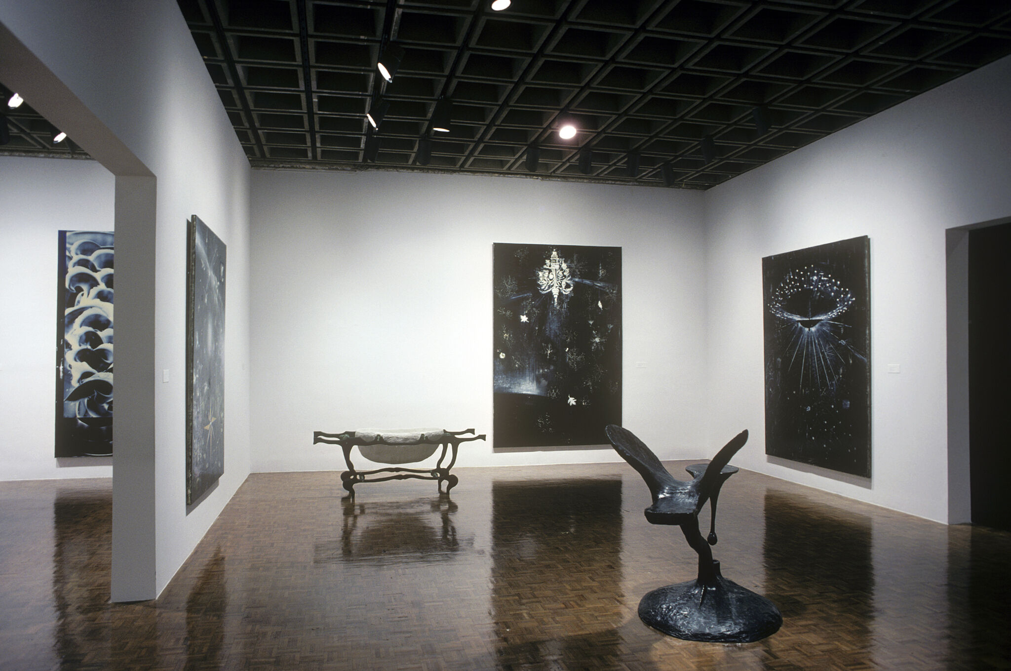 Works of art in a gallery.