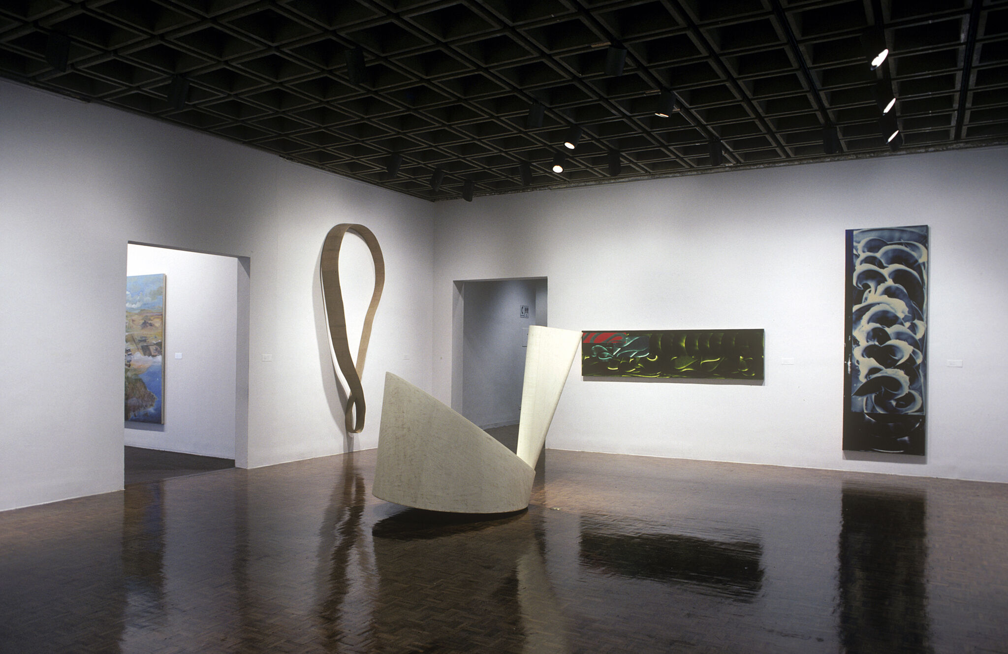 Works of art in a gallery.