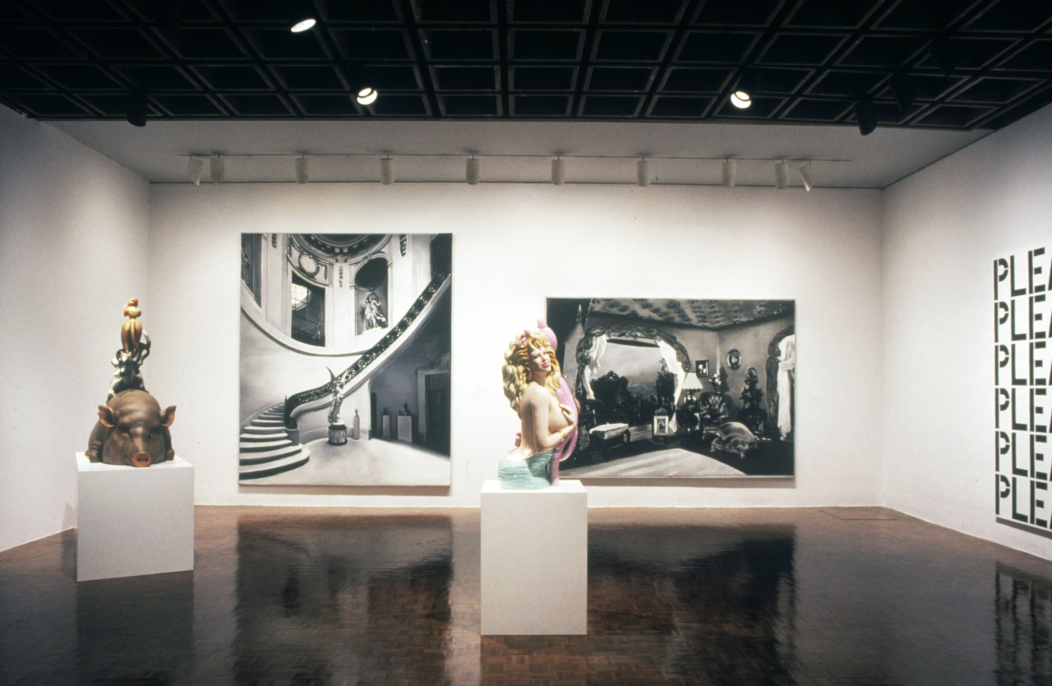 Works of art in a gallery.