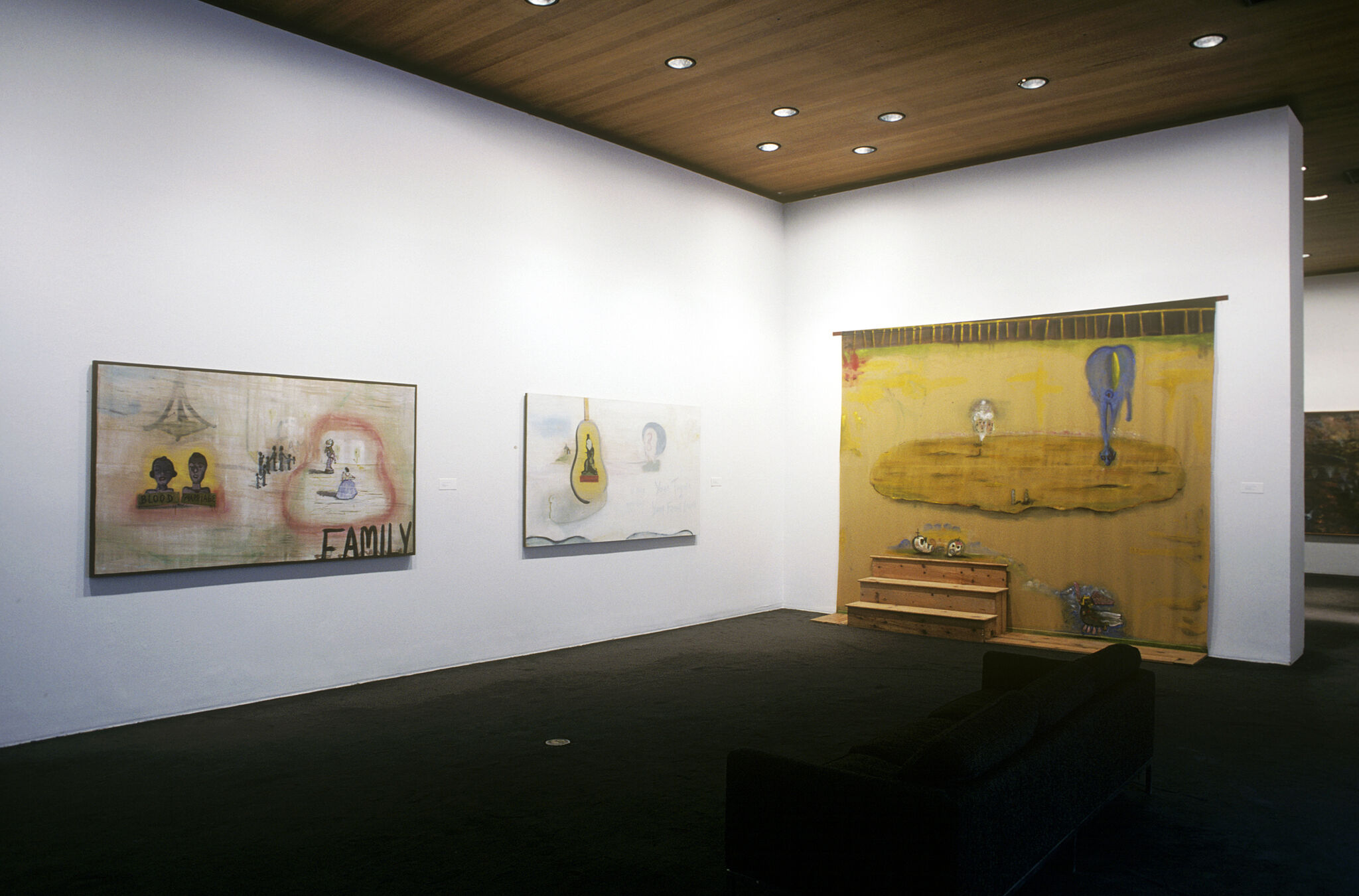 Works of art in a gallery.