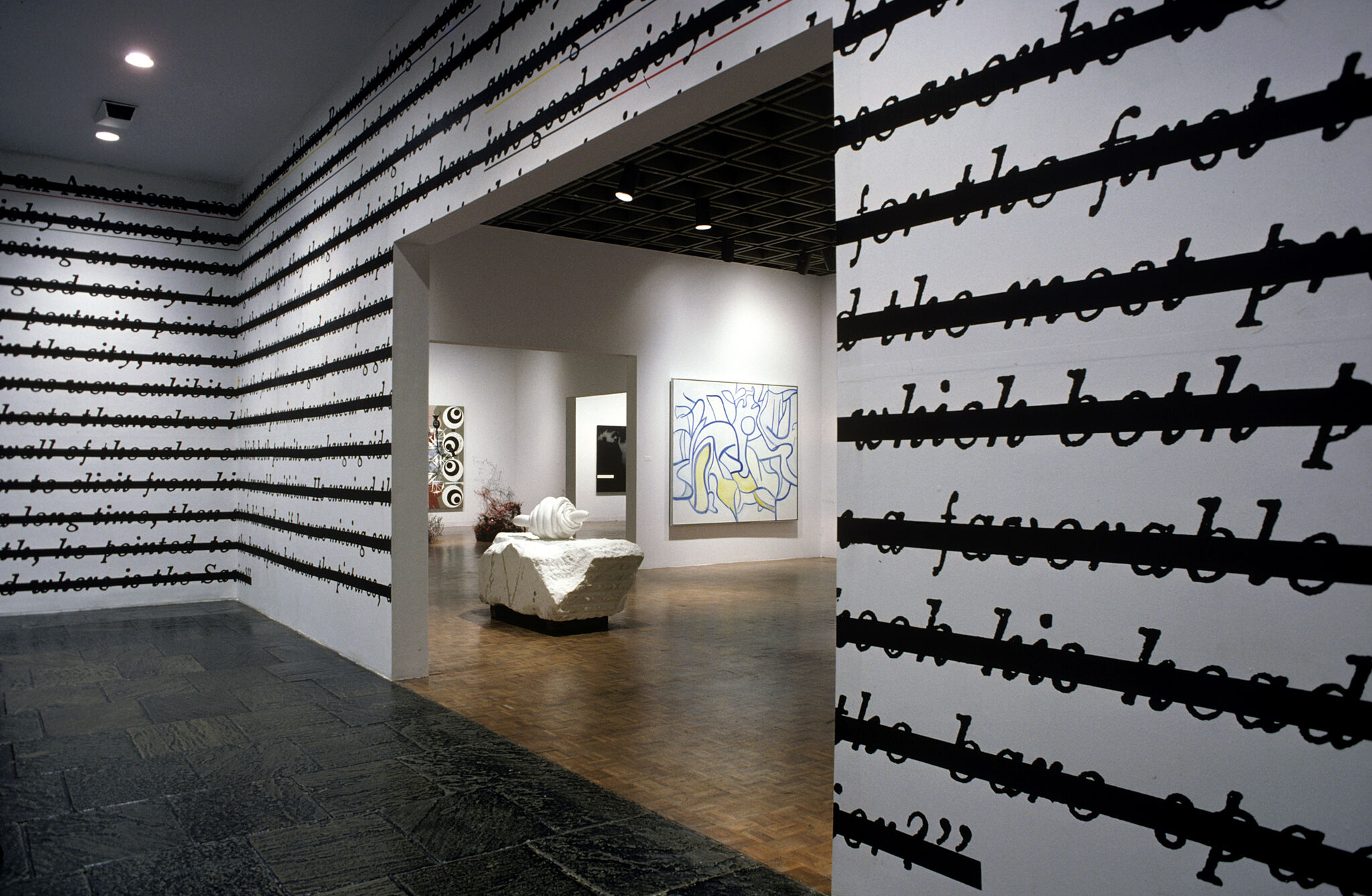 Works of art in a gallery.