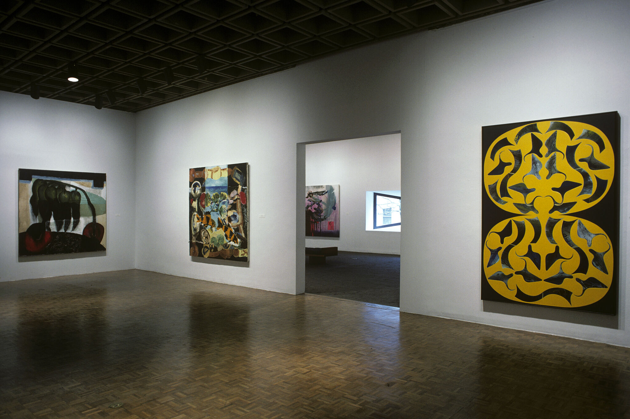 Works of art in a gallery.