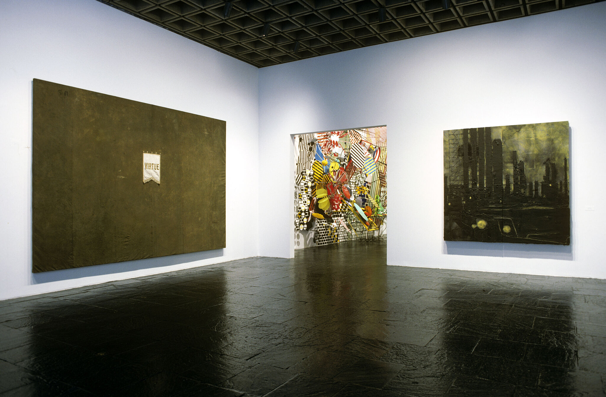 Works of art in a gallery.