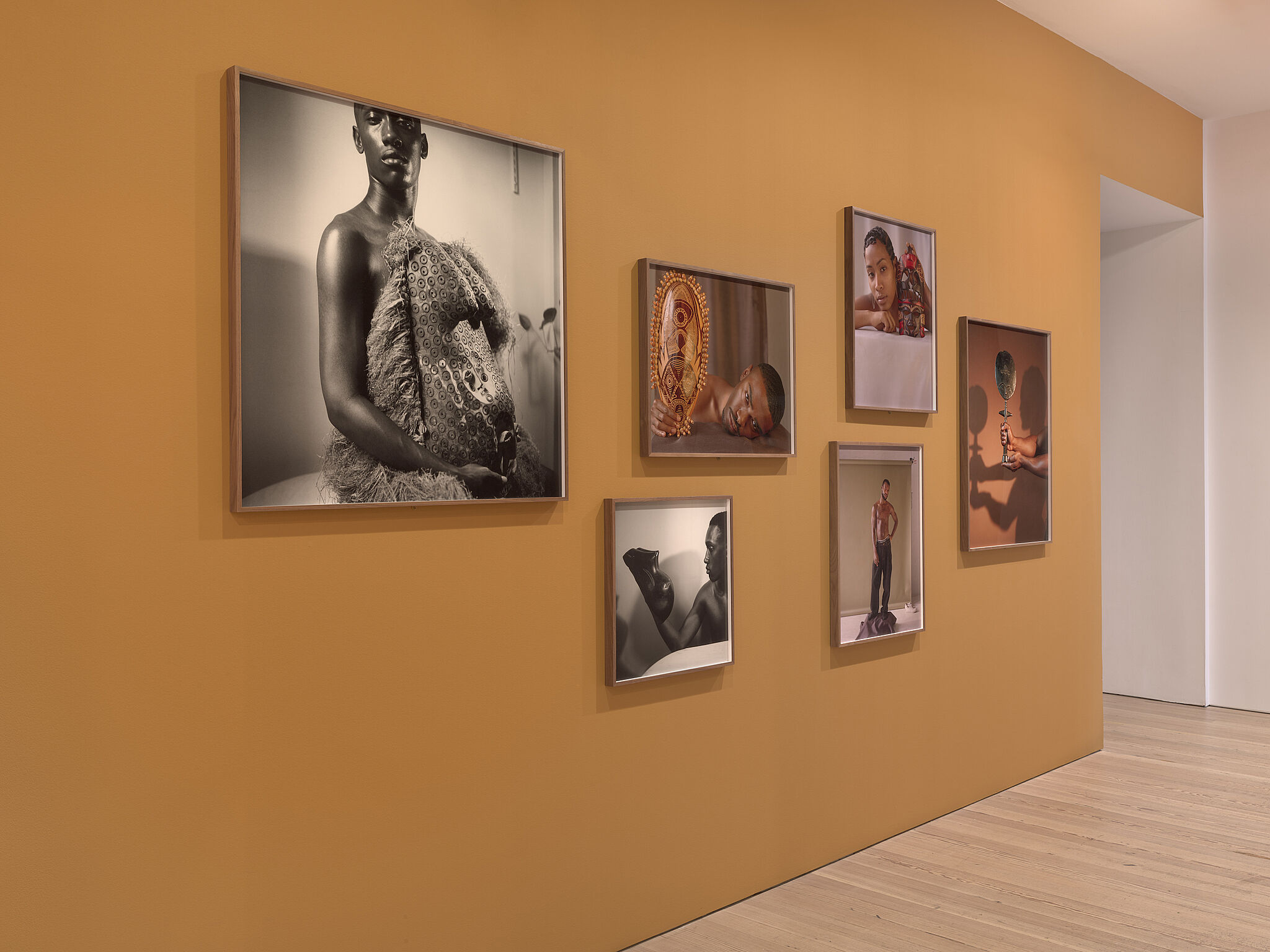 An installation view of artworks in a gallery.