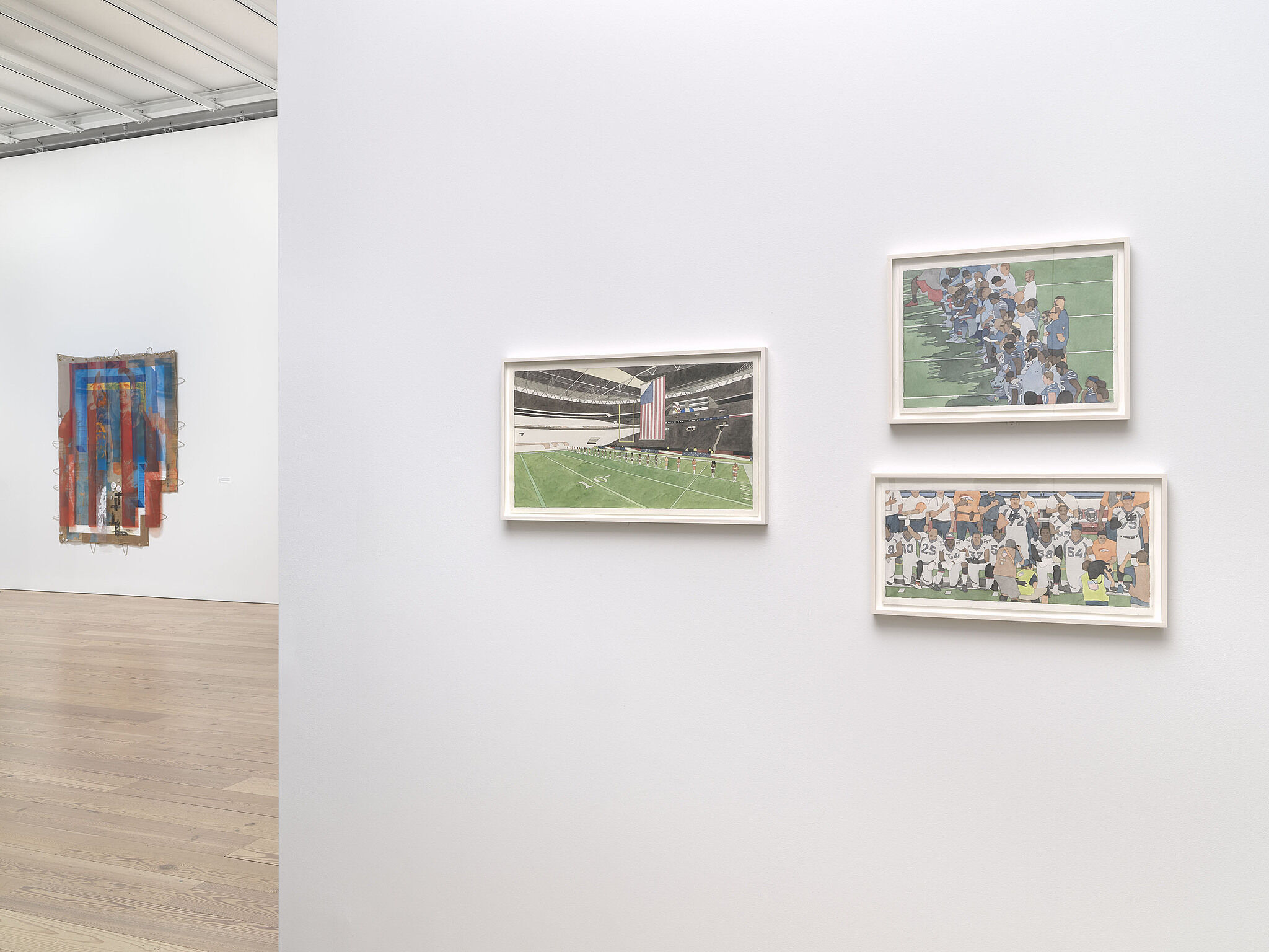 An installation view of artworks in a gallery.