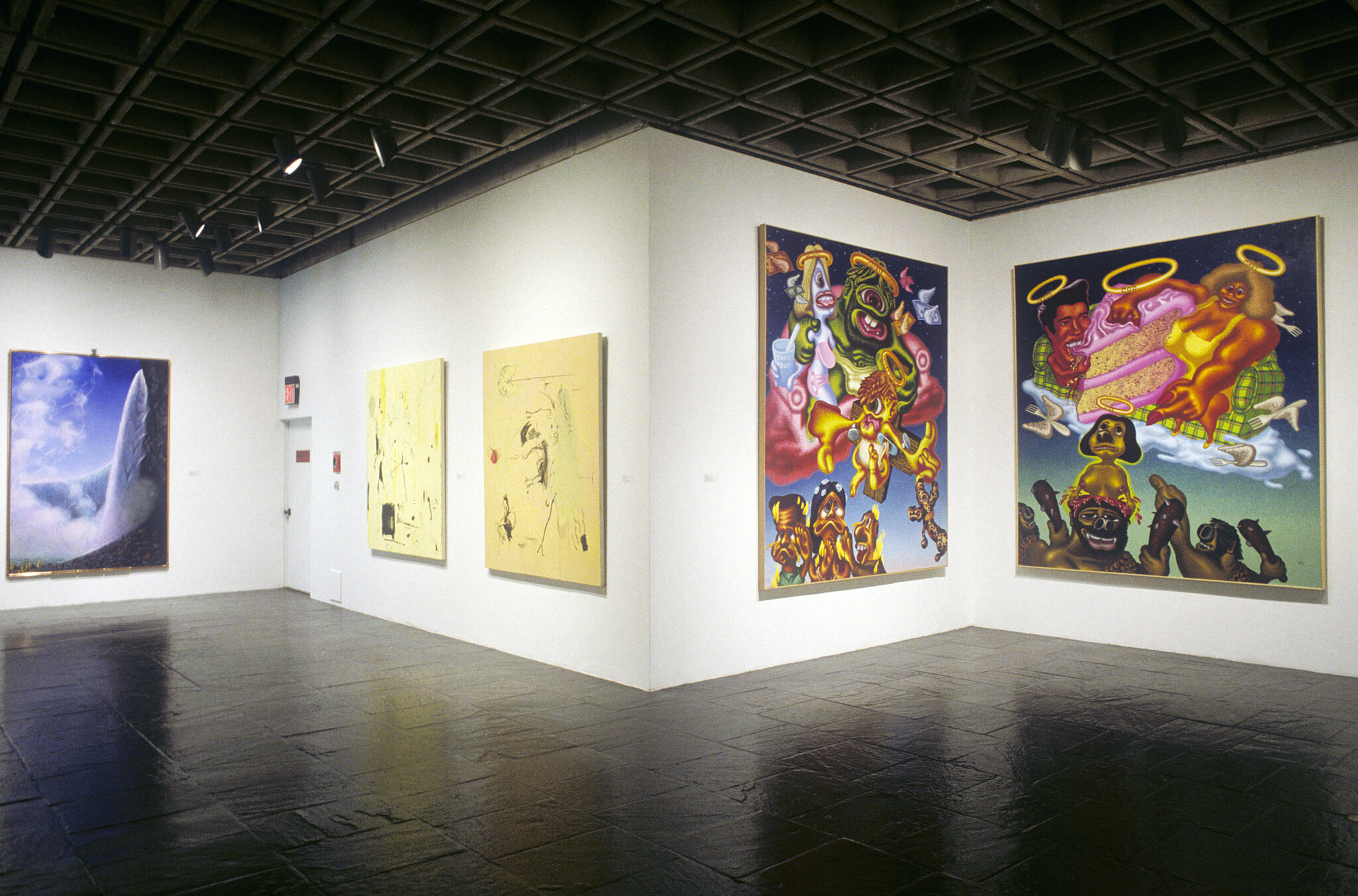 Works of art in a gallery.