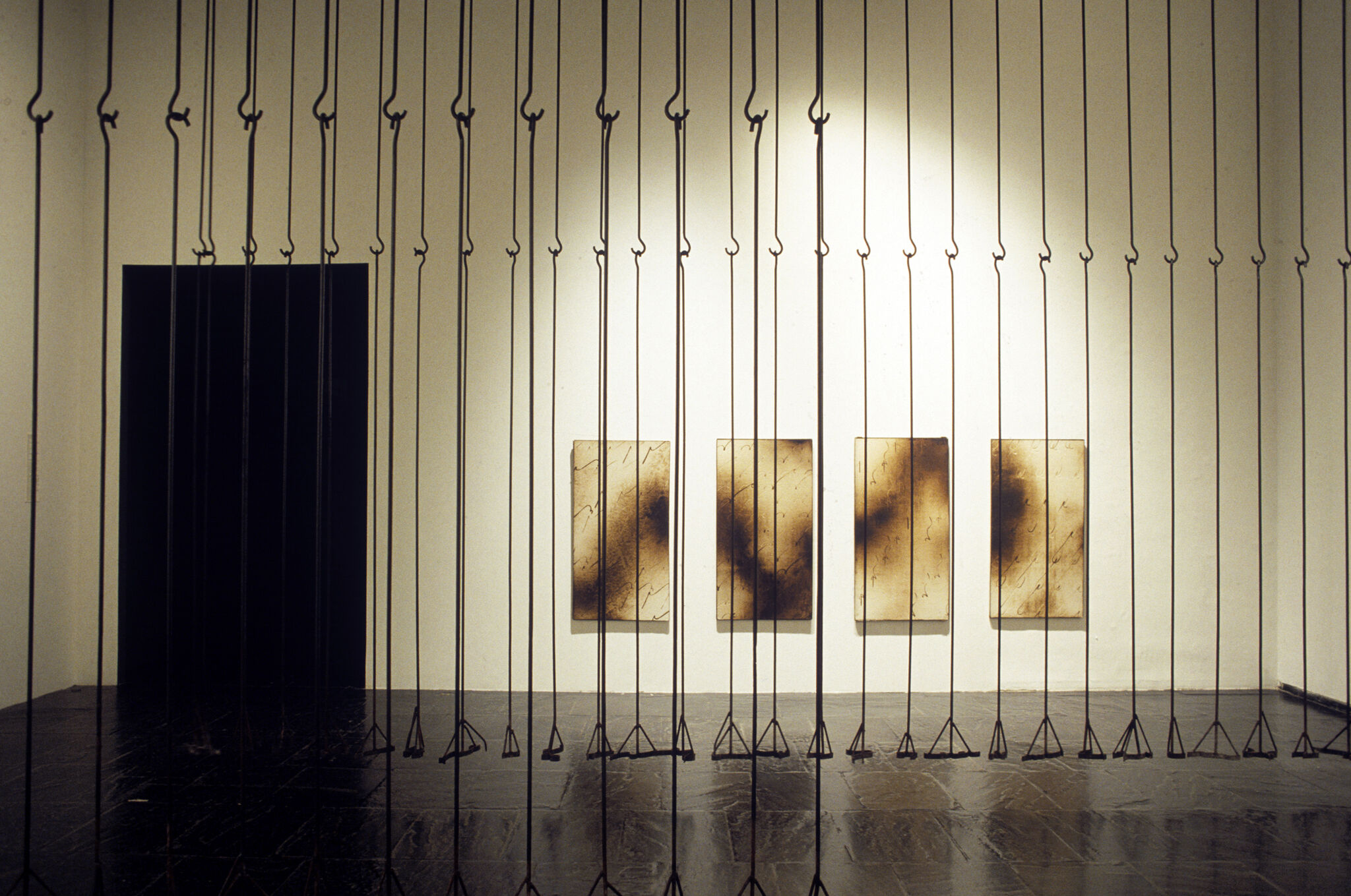 Works of art in a gallery.