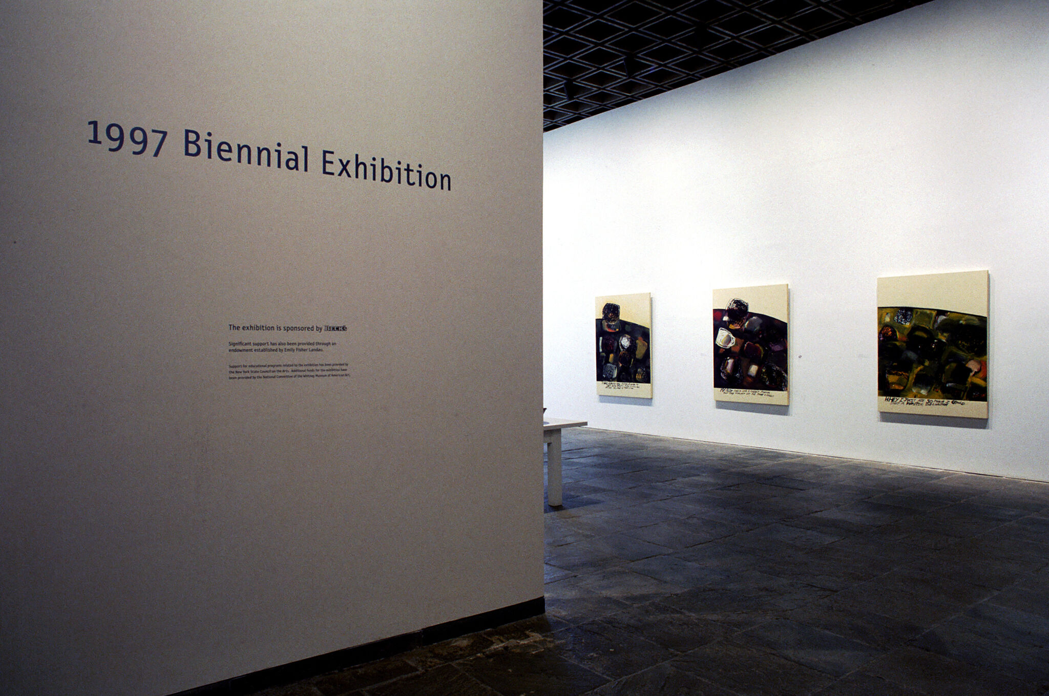 Works of art in a gallery.