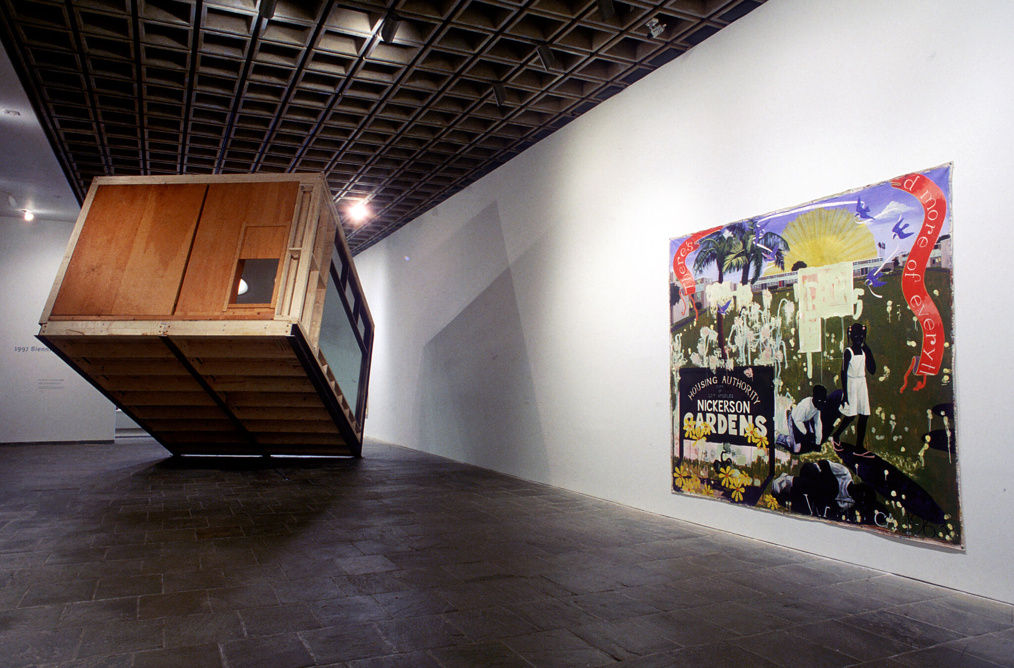 Works of art in a gallery.