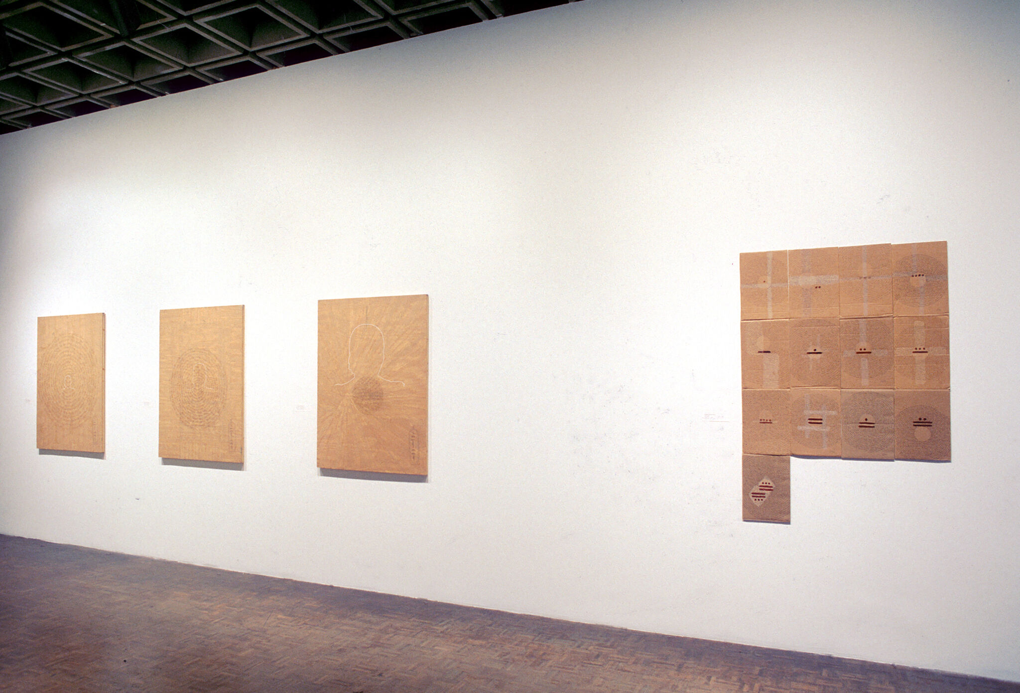 Works of art in a gallery.