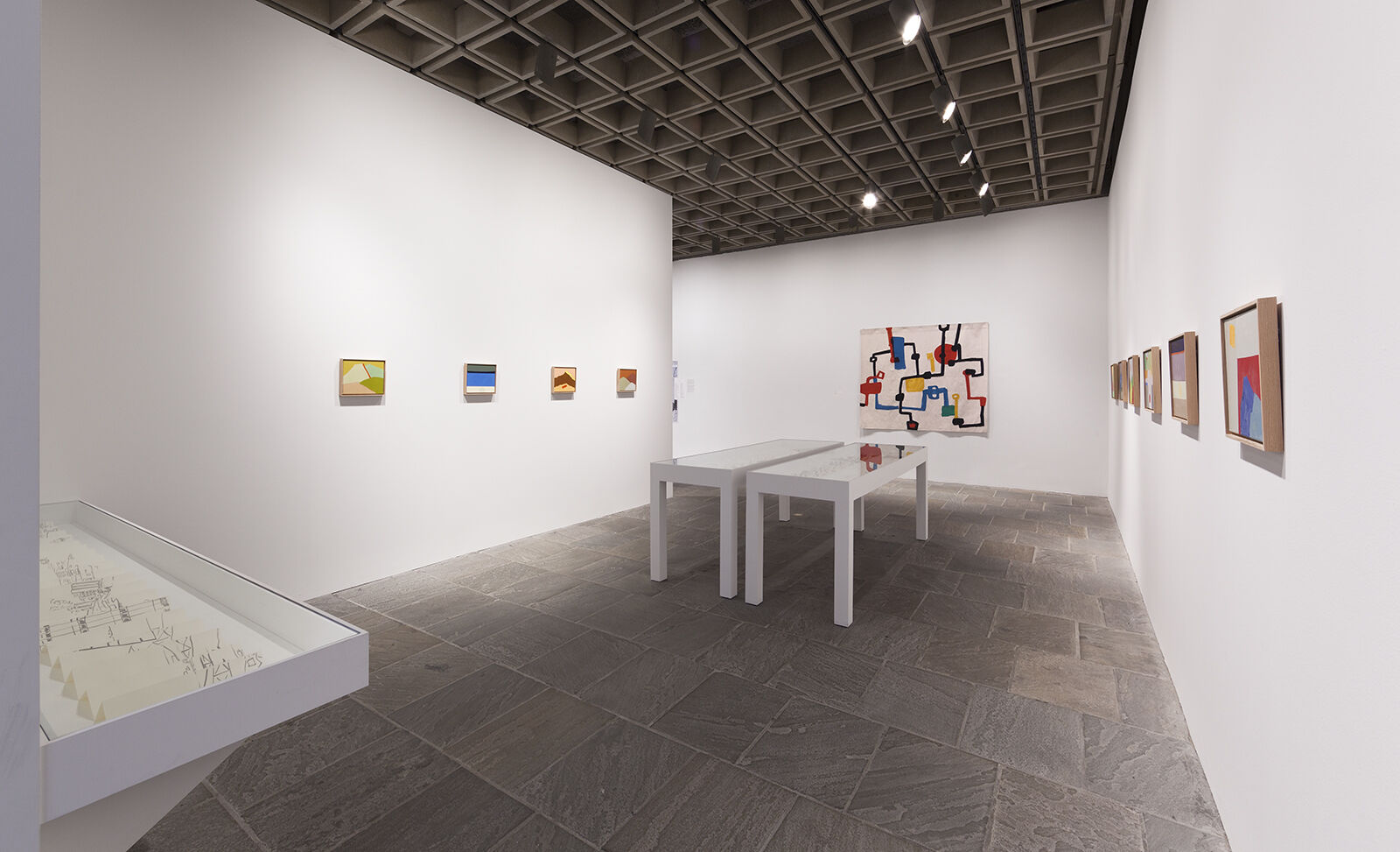 A gallery filled with works of art.