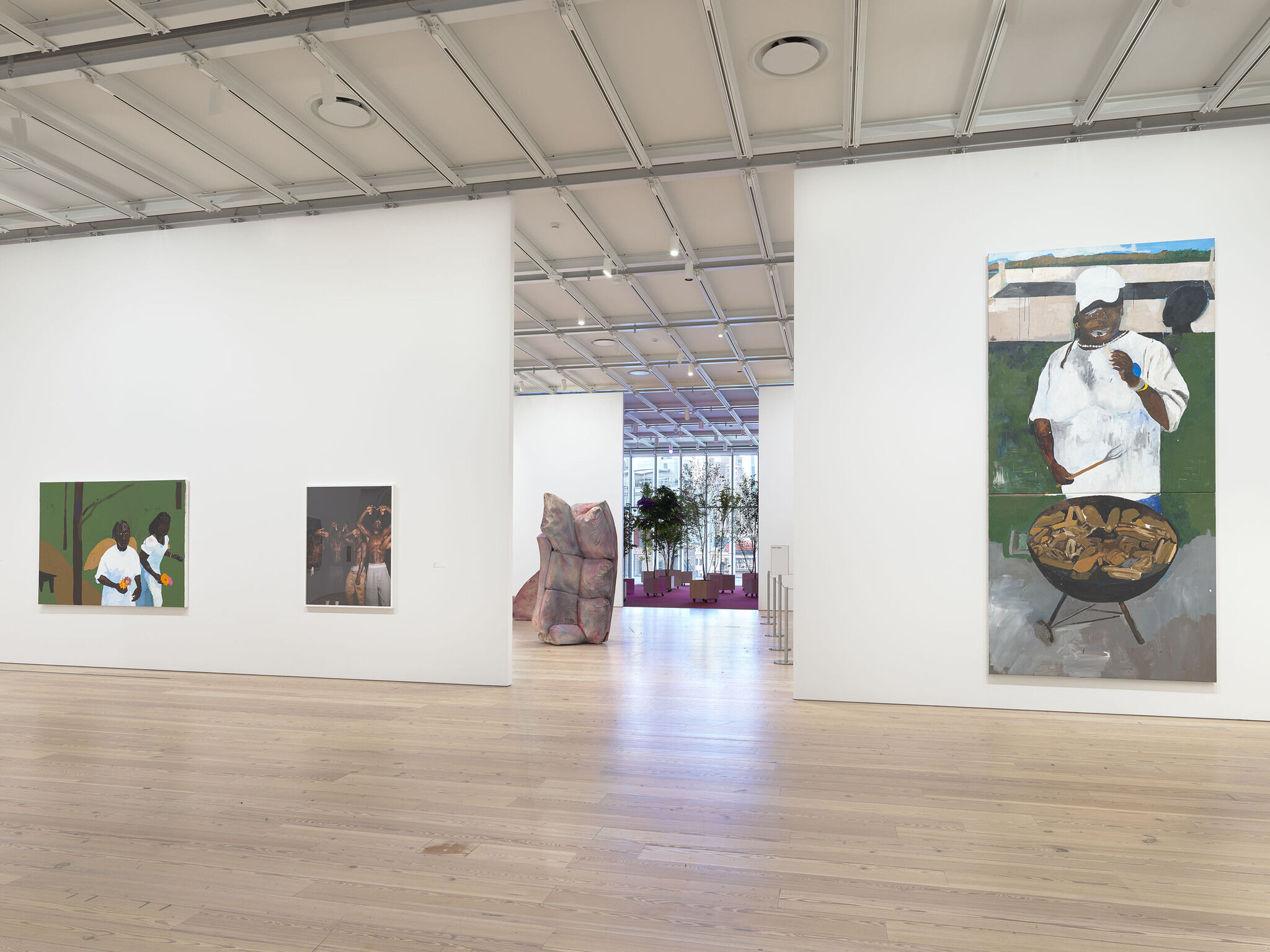 A gallery filled with works of art.